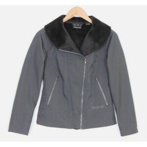 Marmot Softshell Jacket XS Gray Fleece Lined Zip Front Outdoor Hiking Activewear